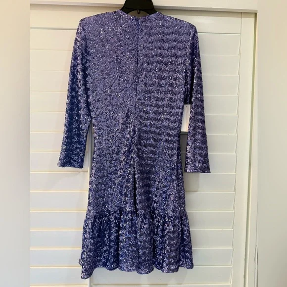 Shoshanna Sparkling Blue Long Sleeve Dress - Picture 4 of 8